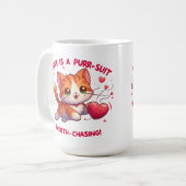 Mug Love Chasing Happiness Chat inspiré Valentine (Devant gauche)