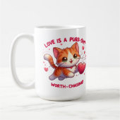 Mug Love Chasing Happiness Chat inspiré Valentine (Gauche)