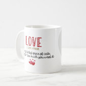 Mug LOVE, définition et forme cardiaque personnalisée  (Devant gauche)