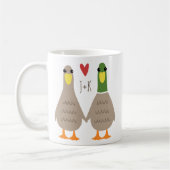 Mug Love Ducks Initiales personnalisées Saint-Valentin (Gauche)