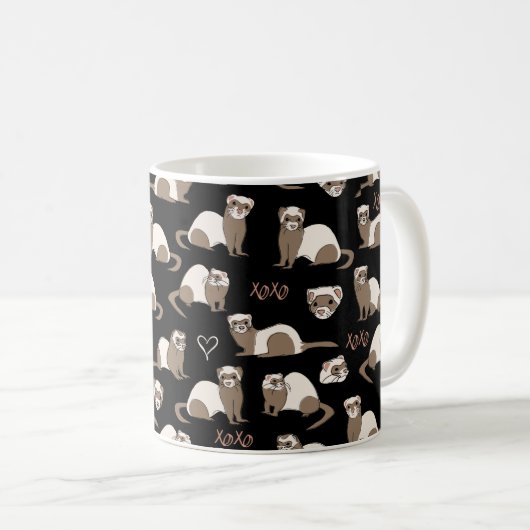 Mug Love Ferrets - Noir (Devant droit)