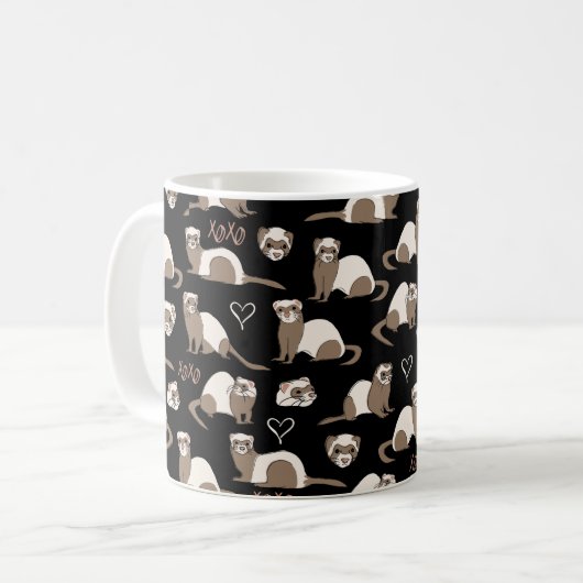 Mug Love Ferrets - Noir (Devant gauche)
