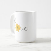 Mug Love Fleur Jaune Super Hippie écriture (Devant gauche)