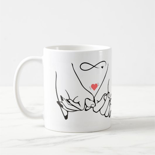 Mug Love forever – pinky promise line art (Gauche)