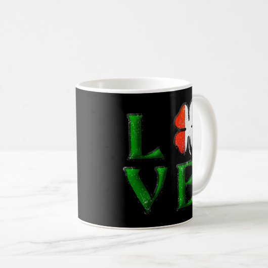 Mug Love Four Leaf Clover Irish Flag St. Patrick's (Devant droit)