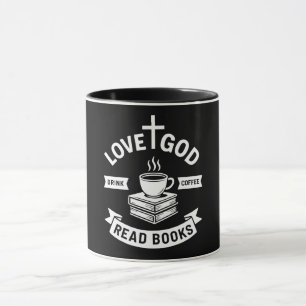 Mug Love God Drink Cafee Lire les livres Christian Fai