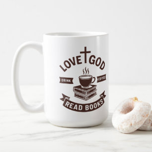 Mug Love God Drink Cafee Lire les livres Christian Vin
