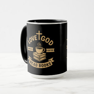 Mug Love God Drink Cafee Lire les livres Christian Vin