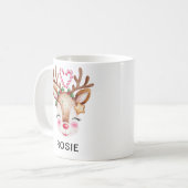 Mug Love Heart Candy Cane Reindeer Custom Name (Devant gauche)