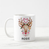 Mug Love Heart Candy Cane Reindeer Custom Name (Gauche)