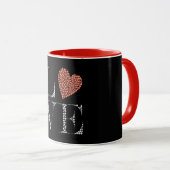 Mug Love Heart Design – Red Gradient Heart on Black  (Devant droit)