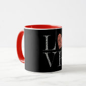 Mug Love Heart Design – Red Gradient Heart on Black  (Devant gauche)
