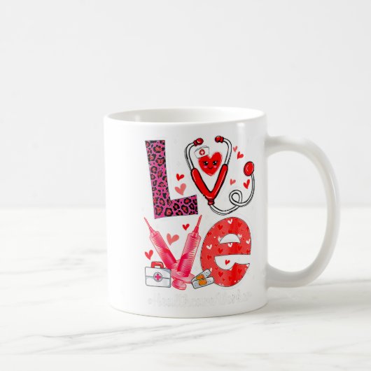 Mug Love Heart Stethoscope Healthcare Worker Funny Val (Droite)