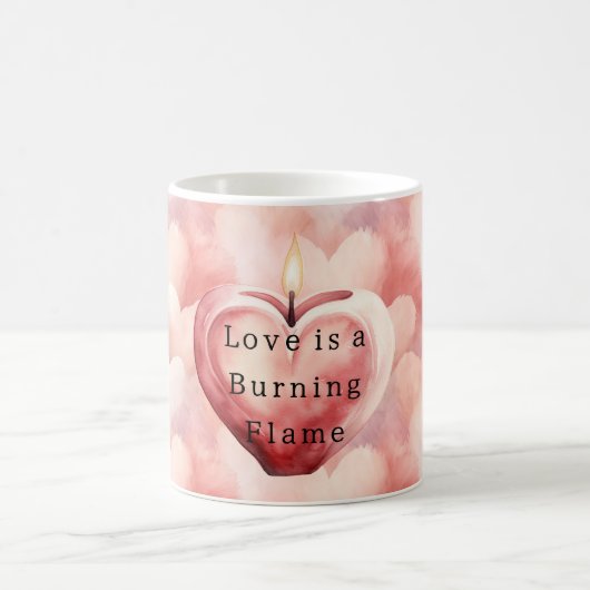 Mug Love Hearts Burning Flame Candle (Centre)