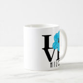 Mug LOVE Hilo Hibiscus bleu 11oz (Devant droit)