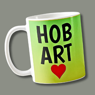 Mug Love HOBART (ou votre texte) Coeur sur Green Gold