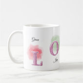Mug LOVE Initial Nom Personnalisé Conception Aquarelle (Gauche)
