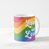 Mug Love Is Love Colorful Rainbow Retro Script (Devant droit)