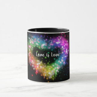 Mug Love is love | spray paint rainbow heart | pride