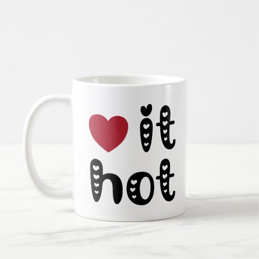 Mug Love It Hot with Hearts (Gauche)