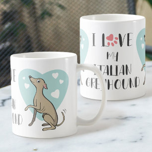 Mug Love Italien Greyhound Fawn Cartoon Chien mignon C