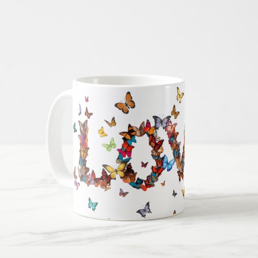 Mug LOVE Joy Butterflies | Inspirational Motivational (Devant gauche)