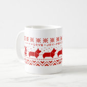 Mug Love Joy Peace Corgis Festive Noël (Devant gauche)