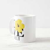 Mug LOVE Kula Hibiscus jaune 11oz (Devant gauche)
