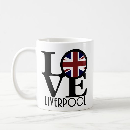 Mug LOVE Liverpool Angleterre (Drapeau UK) 11oz (Gauche)