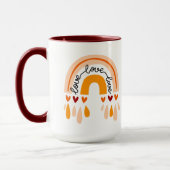 Mug LOVE LOVE LOVE LOVE BOHO RAINBOW with HEARTS DESIG (Gauche)
