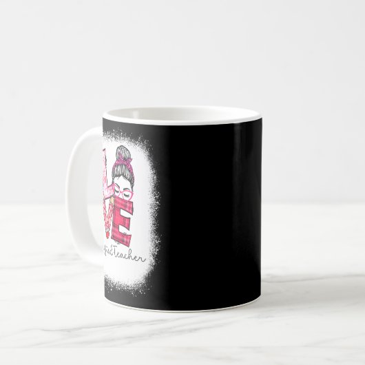 Mug Love Messy Bun Ed Teacher Valentines Day Matching  (Devant gauche)