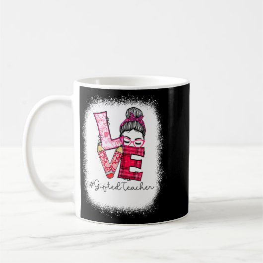 Mug Love Messy Bun Ed Teacher Valentines Day Matching  (Gauche)