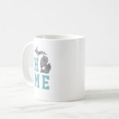 Mug Love Michigan Maison avec des pavots gris et bleu (Devant gauche)