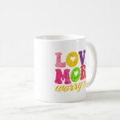 Mug Love More Worry Less – Couleurs Vives Rétro  (Devant droit)