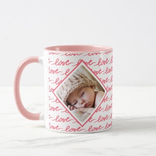 Mug Love Motif Two Photo Pink Saint Valentin (Gauche)