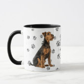 Mug Love My Airedale Terrier Dog Pawprint (Gauche)