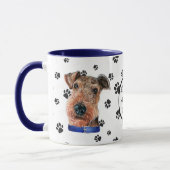 Mug Love My Airedale Terrier Dog Pawprint (Gauche)