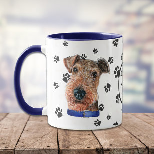 Mug Love My Airedale Terrier Dog Pawprint