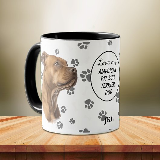 Mug Love My American Pit Bull Terrier Dog Pawprint
