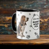 Mug Love My Basset Hound Dog Pawprint Pattern