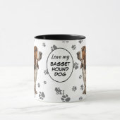 Mug Love My Basset Hound Dog Pawprint Pattern (Centre)