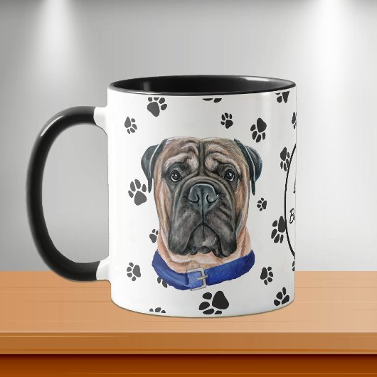 Mug Love My Bullmastiff Dog Pawprint