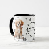 Mug Love My Cavapoo Dog Pawprint Pattern (Devant gauche)