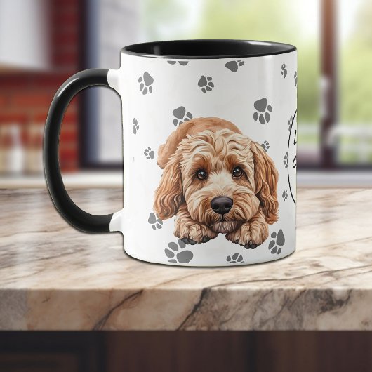 Mug Love My Cockapoo Dog Pawprint Pattern
