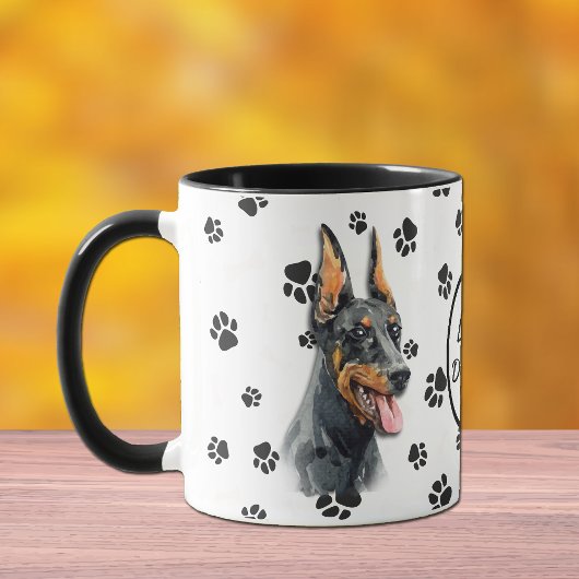 Mug Love My Doberman Pinscher Dog Pawprint
