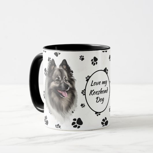 Mug Love My Keeshond Chien Pawprint (Devant gauche)