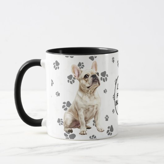 Mug Love My White French Bulldog Pawprint Pattern (Gauche)