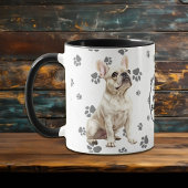 Mug Love My White French Bulldog Pawprint Pattern