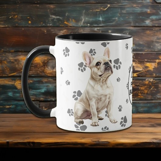Mug Love My White French Bulldog Pawprint Pattern
