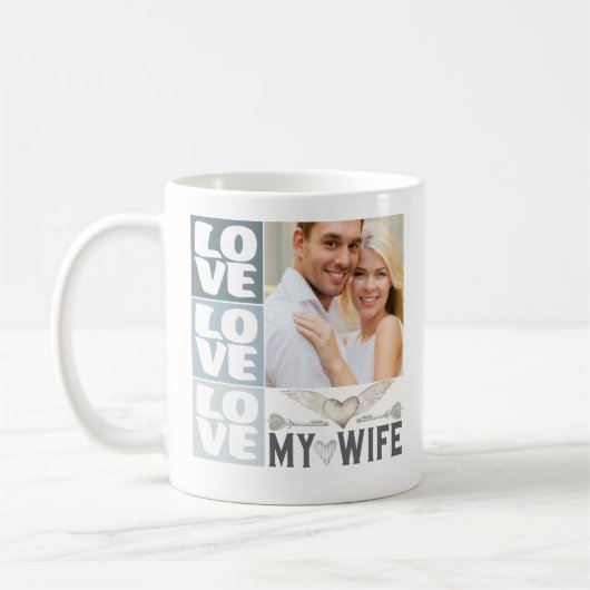 Mug Love My Wife Heart Photo (Gauche)